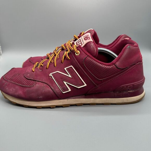 New Balance 574 Men's Size 13 Maroon Lace Up Low Top Athletic Running Sneaker - Picture 6 of 12